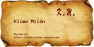 Klimo Milán névjegykártya