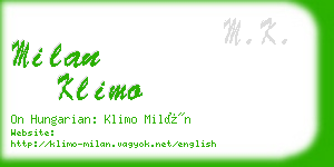 milan klimo business card
